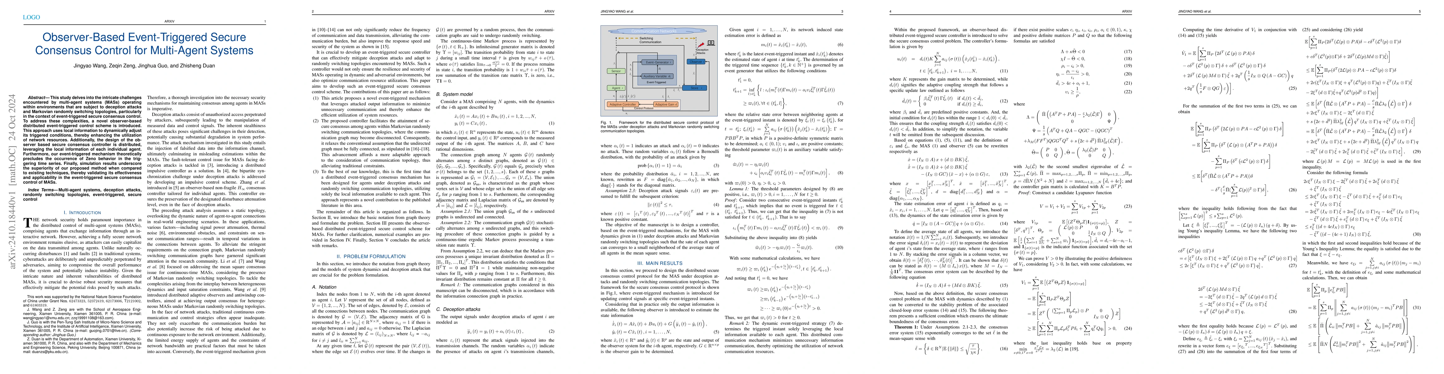 Thumbnail for Observer-Based Event-Triggered Secure Consensus Control for Multi-Agent
  Systems