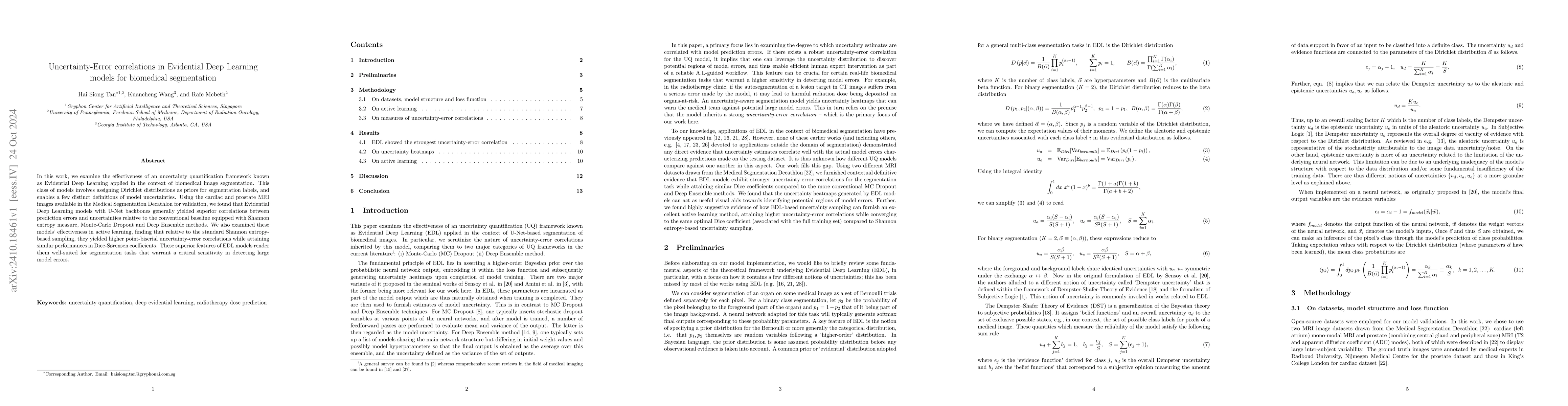 Thumbnail for Uncertainty-Error correlations in Evidential Deep Learning models for
  biomedical segmentation