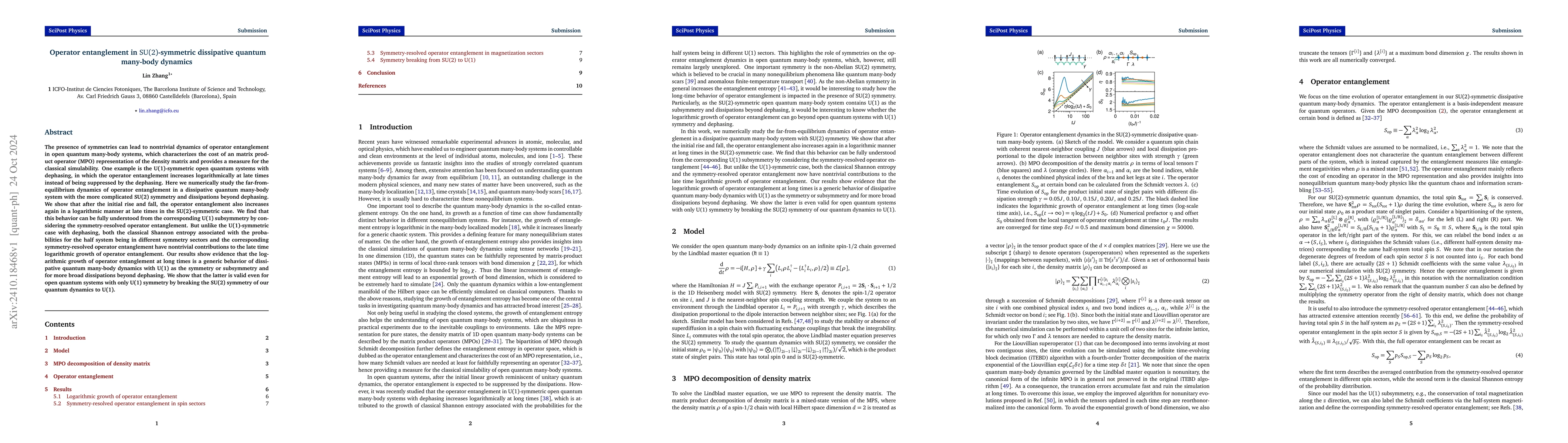 Thumbnail for Operator entanglement in $\mathrm{SU}(2)$-symmetric dissipative quantum
  many-body dynamics