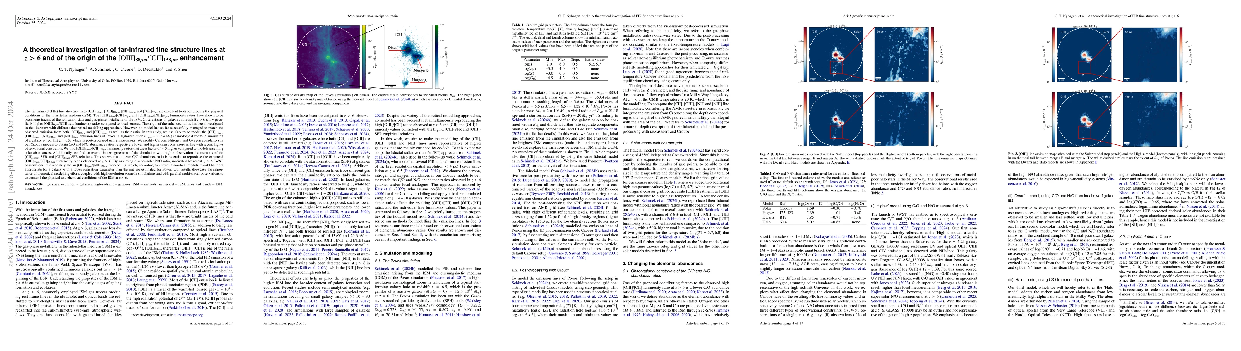 Thumbnail for A theoretical investigation of far-infrared fine structure lines at
  $z>6$ and of the origin of the [OIII]88/[CII]158 enhancement