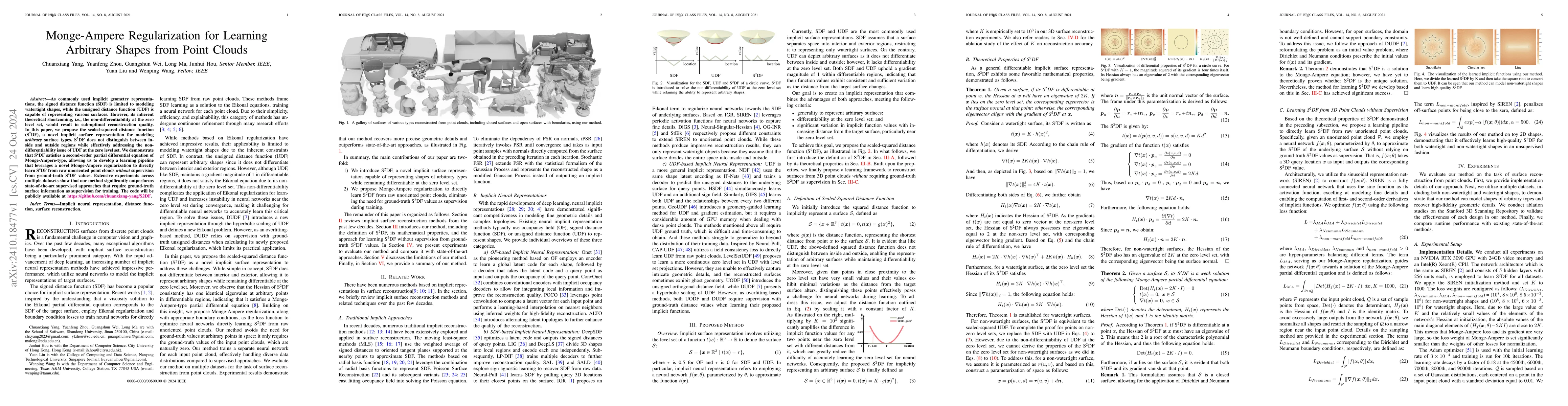 Thumbnail for Monge-Ampere Regularization for Learning Arbitrary Shapes from Point
  Clouds