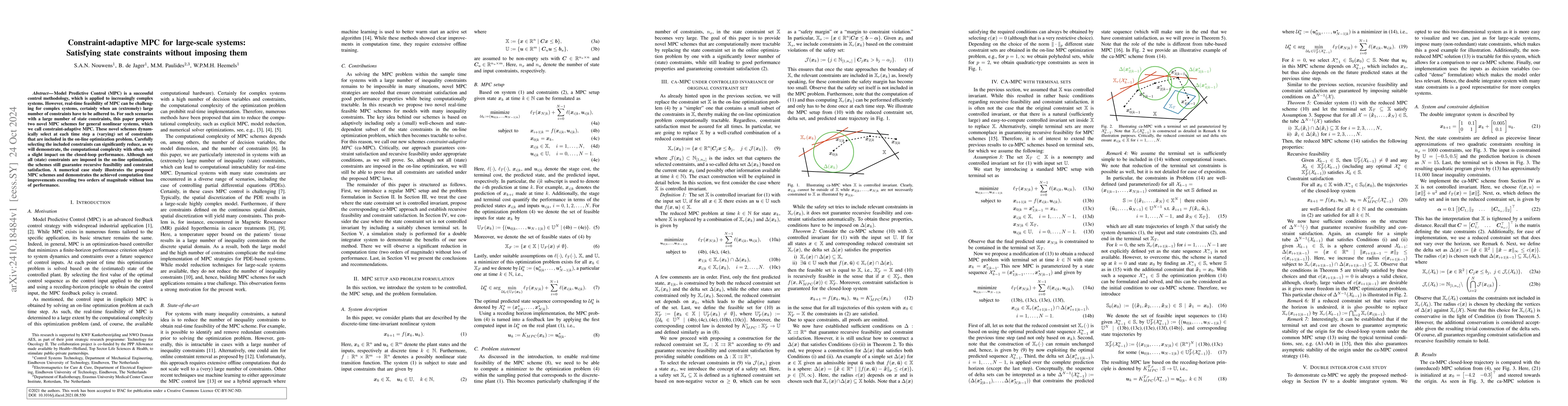 Thumbnail for Constraint-adaptive MPC for large-scale systems: Satisfying state
  constraints without imposing them