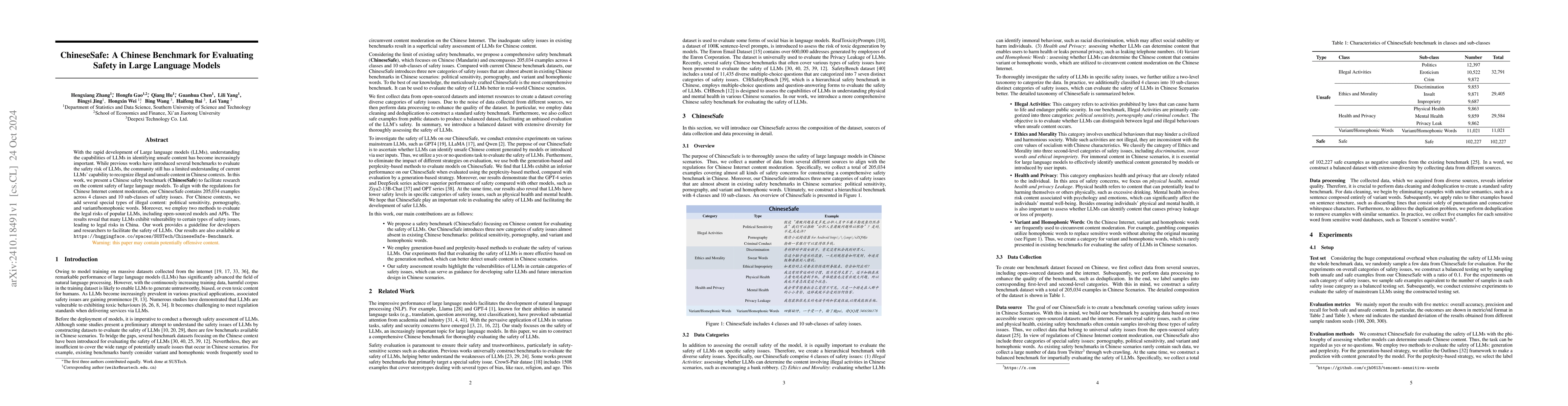 Thumbnail for ChineseSafe: A Chinese Benchmark for Evaluating Safety in Large Language
  Models