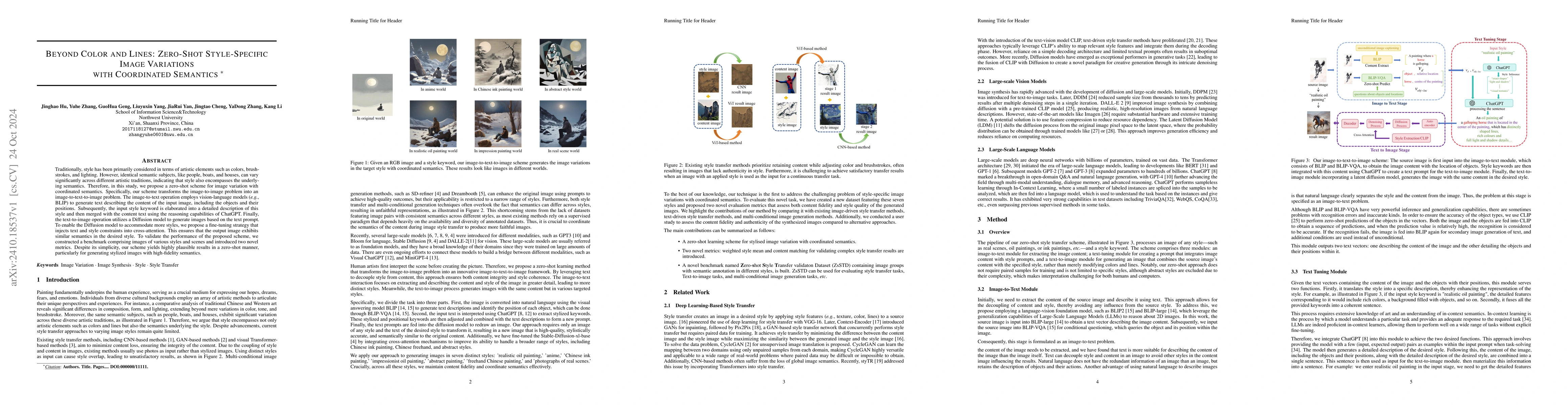 Thumbnail for Beyond Color and Lines: Zero-Shot Style-Specific Image Variations with
  Coordinated Semantics