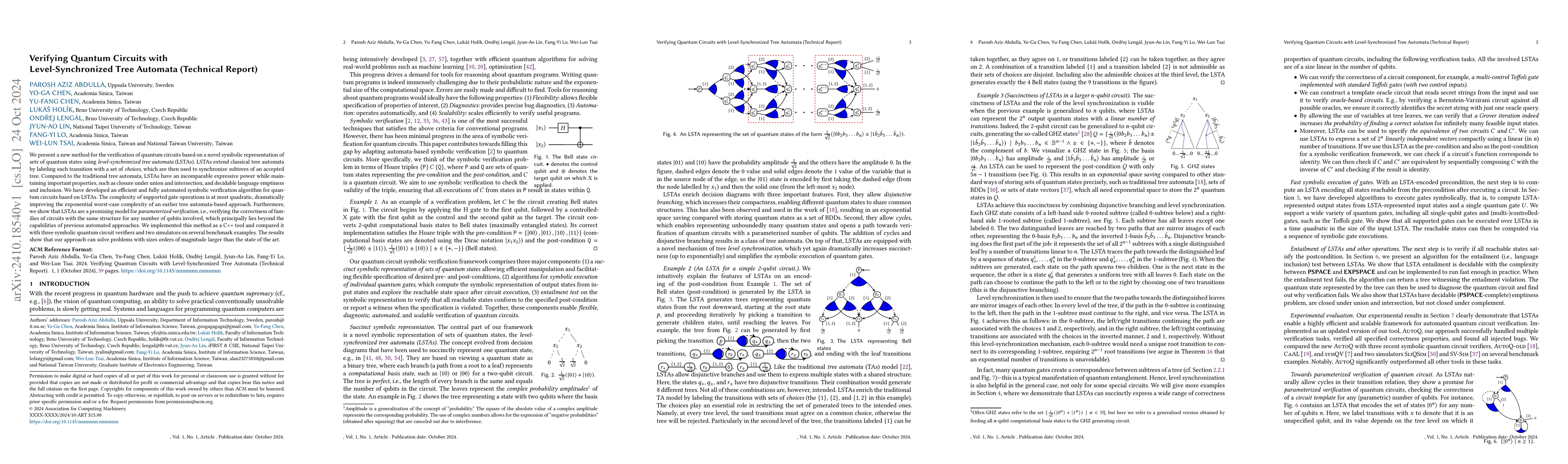 Thumbnail for Verifying Quantum Circuits with Level-Synchronized Tree Automata
  (Technical Report)