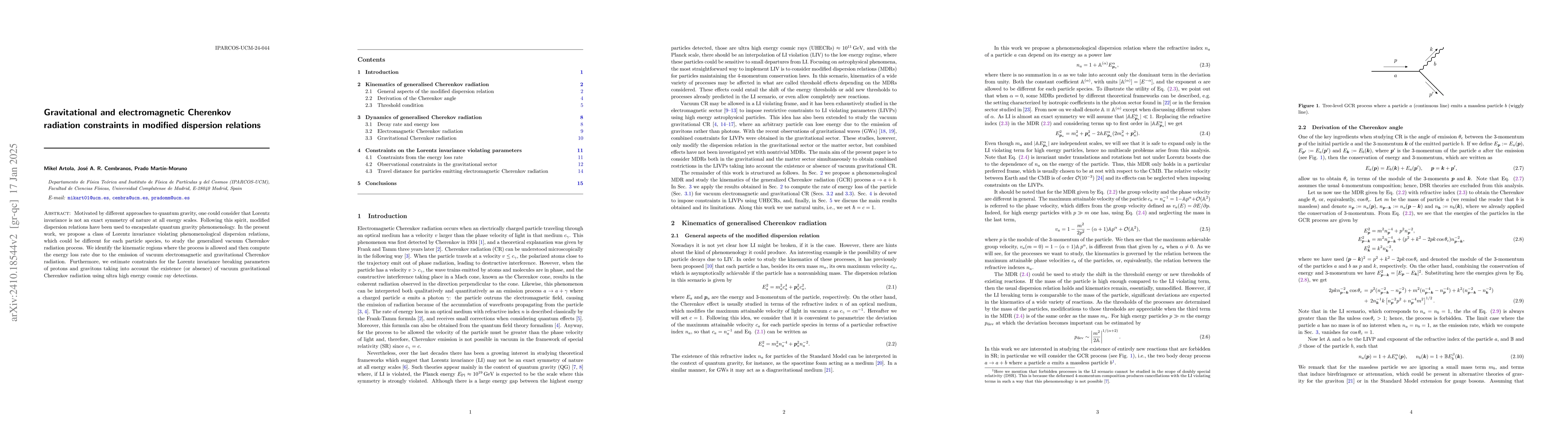 Thumbnail for Gravitational and electromagnetic Cherenkov radiation constraints in
  modified dispersion relations