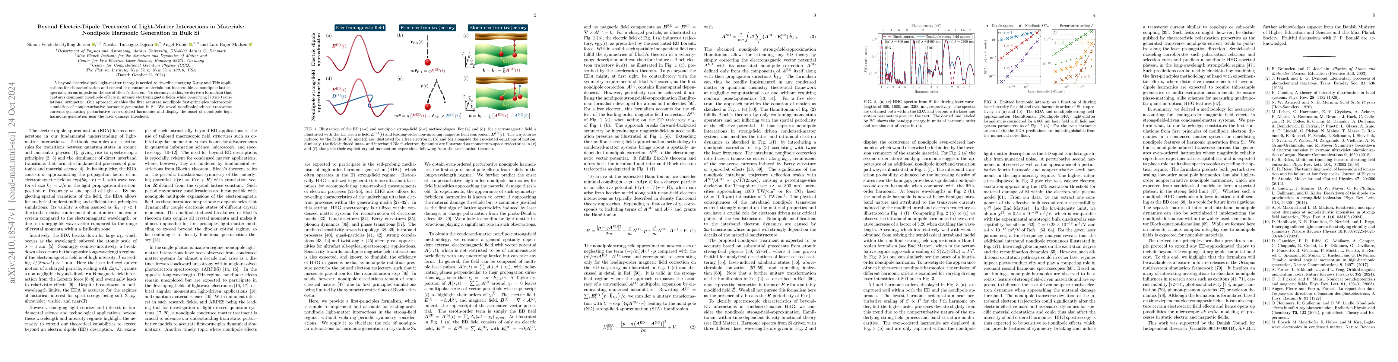Thumbnail for Beyond Electric-Dipole Treatment of Light-Matter Interactions in
  Materials: Nondipole Harmonic Generation in Bulk Si