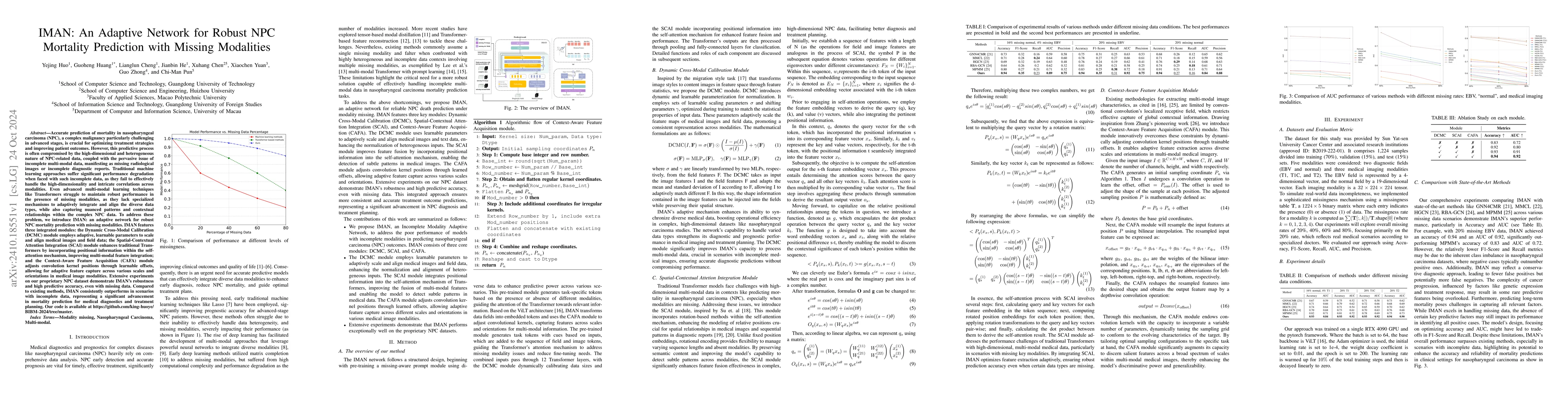 Thumbnail for IMAN: An Adaptive Network for Robust NPC Mortality Prediction with
  Missing Modalities