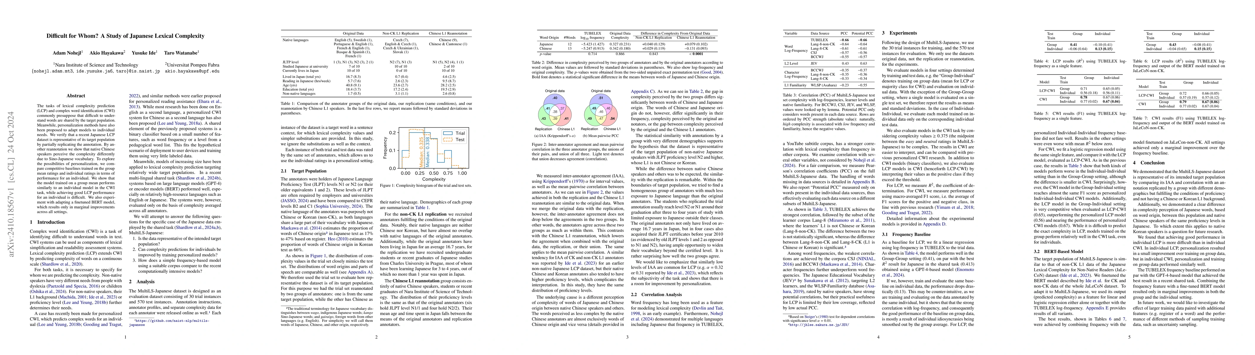 Thumbnail for Difficult for Whom? A Study of Japanese Lexical Complexity