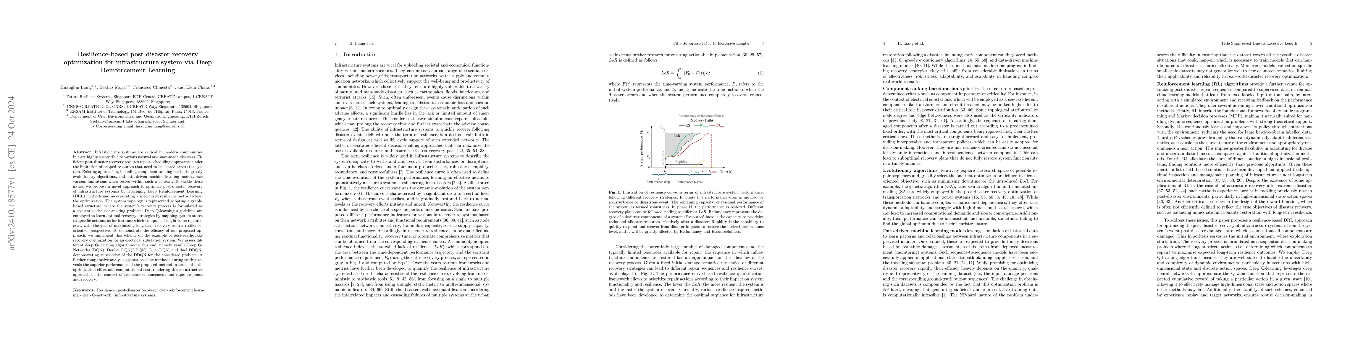 Thumbnail for Resilience-based post disaster recovery optimization for infrastructure
  system via Deep Reinforcement Learning