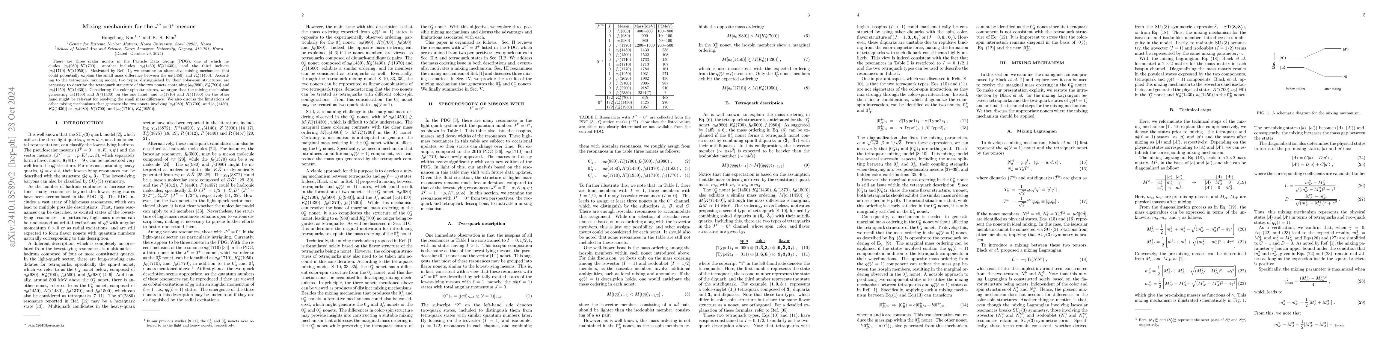 Thumbnail for Mixing mechanism for the $J^{P}=0^{+}$ mesons