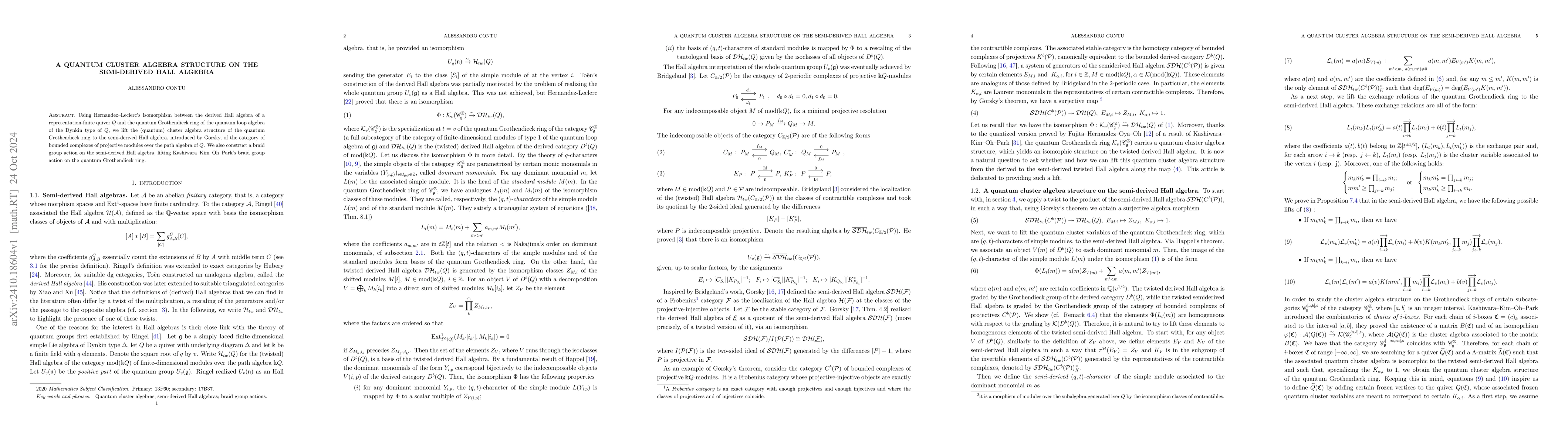 Thumbnail for A quantum cluster algebra structure on the semi-derived Hall algebra