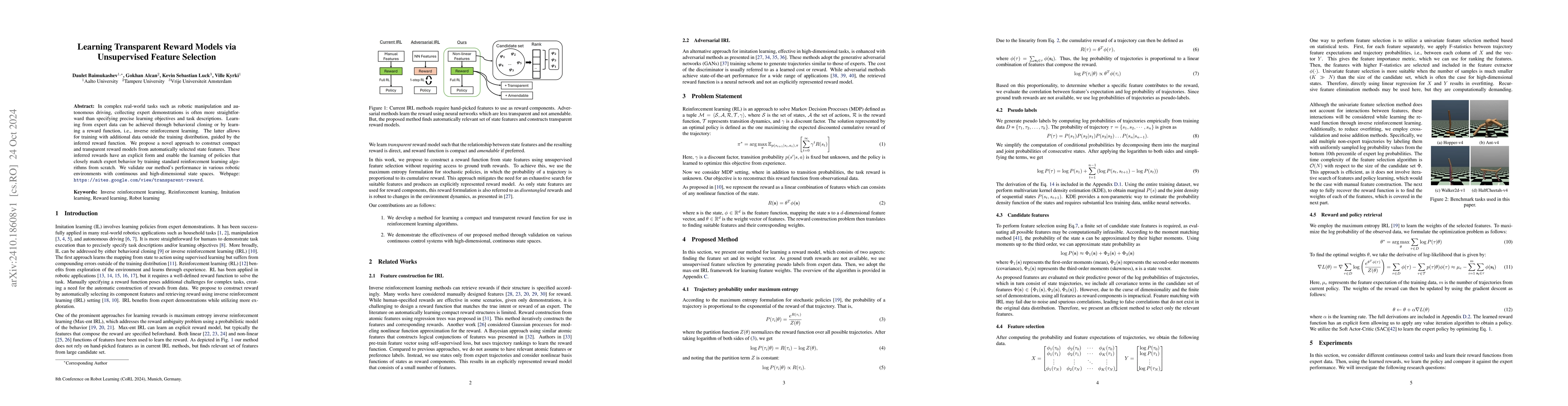 Thumbnail for Learning Transparent Reward Models via Unsupervised Feature Selection