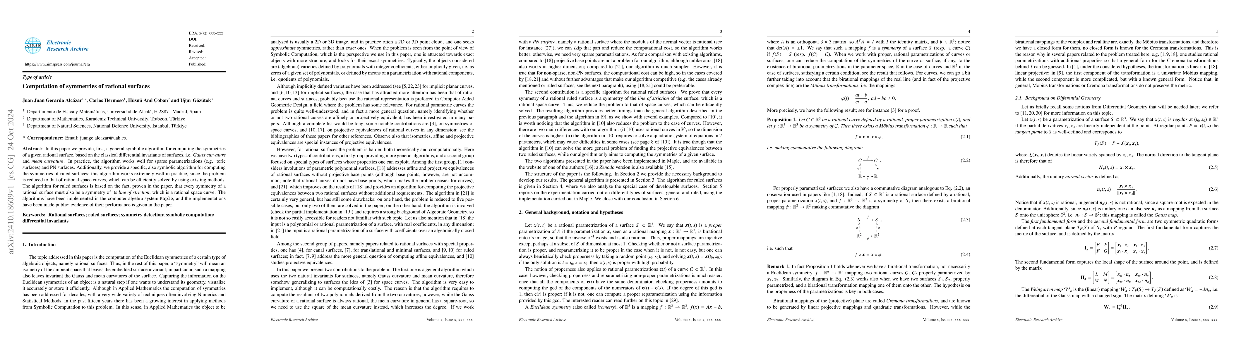 Thumbnail for Computation of symmetries of rational surfaces