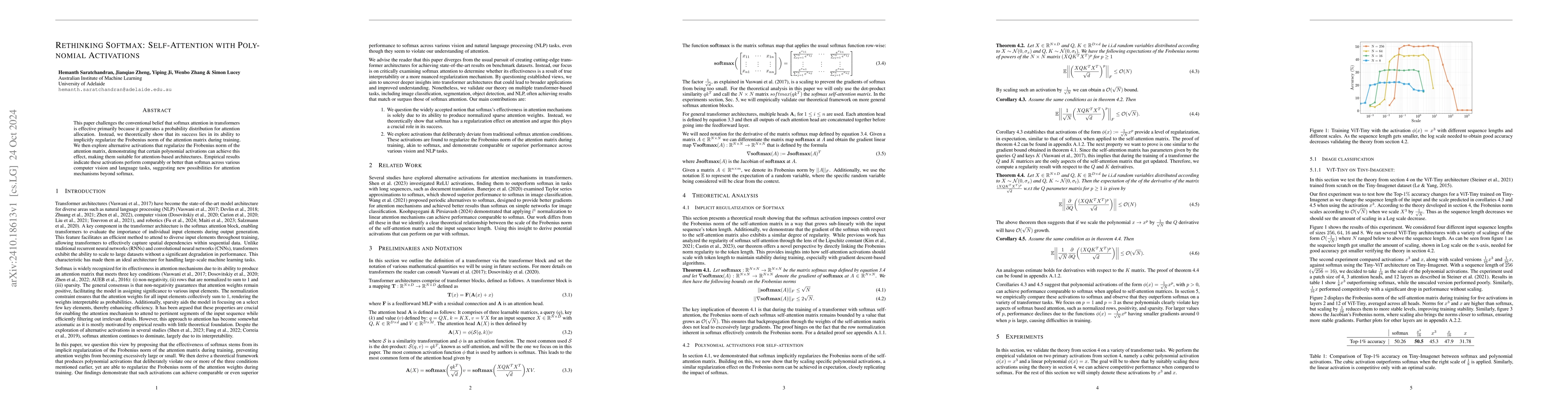 Thumbnail for Rethinking Softmax: Self-Attention with Polynomial Activations