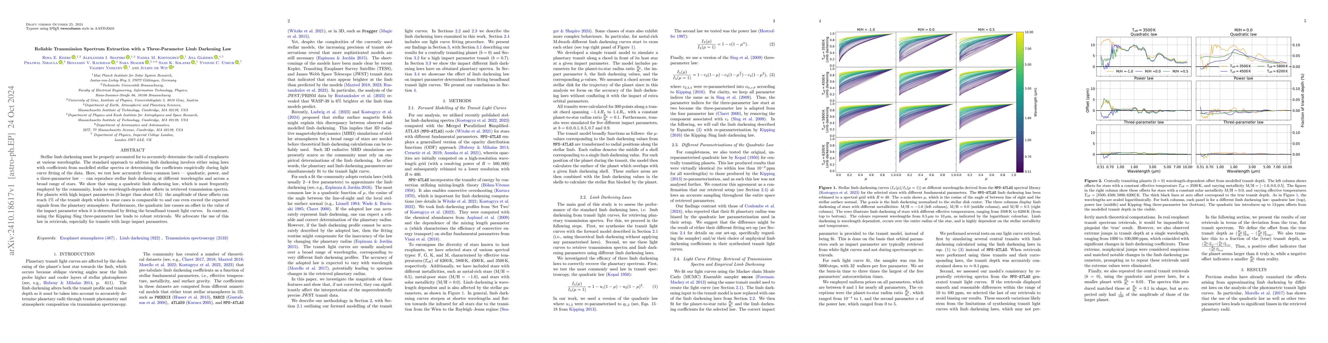 Thumbnail for Reliable Transmission Spectrum Extraction with a Three-Parameter Limb
  Darkening Law