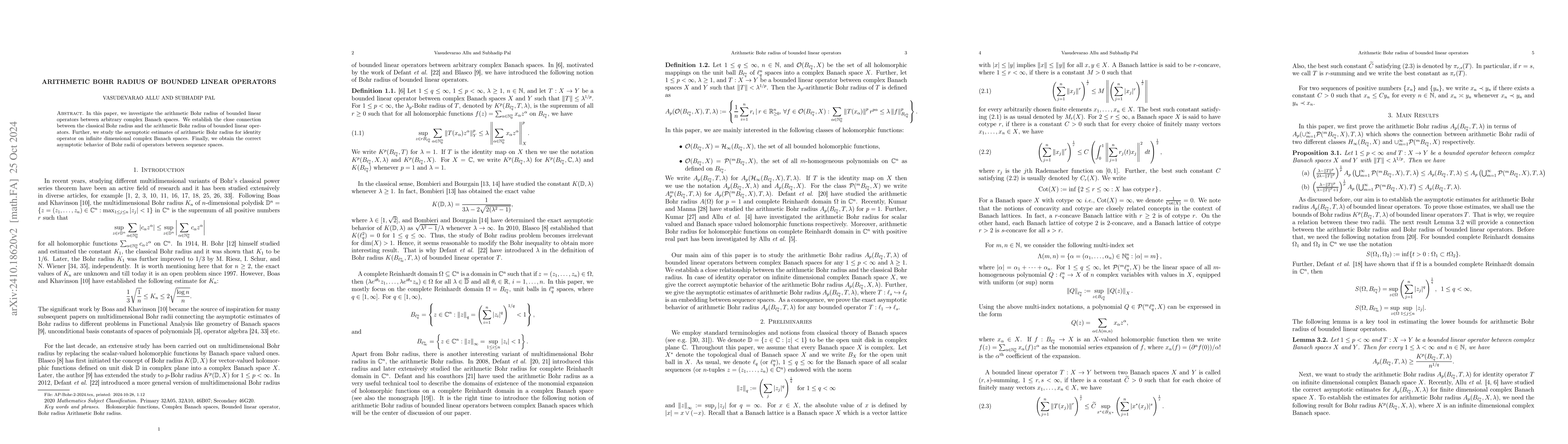 Thumbnail for Arithmetic Bohr radius of bounded linear operators