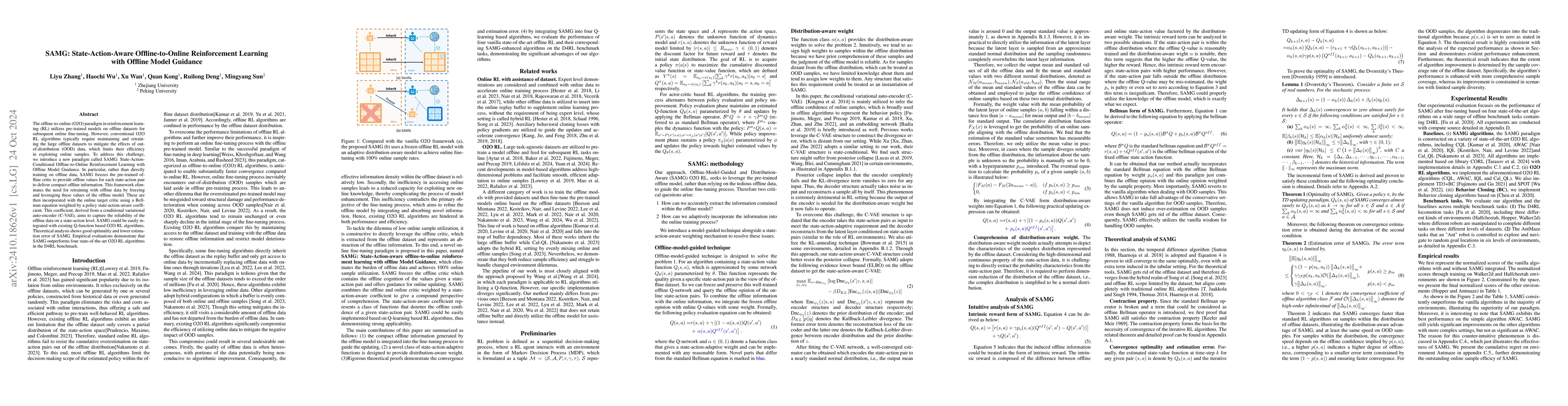 Thumbnail for SAMG: State-Action-Aware Offline-to-Online Reinforcement Learning with
  Offline Model Guidance