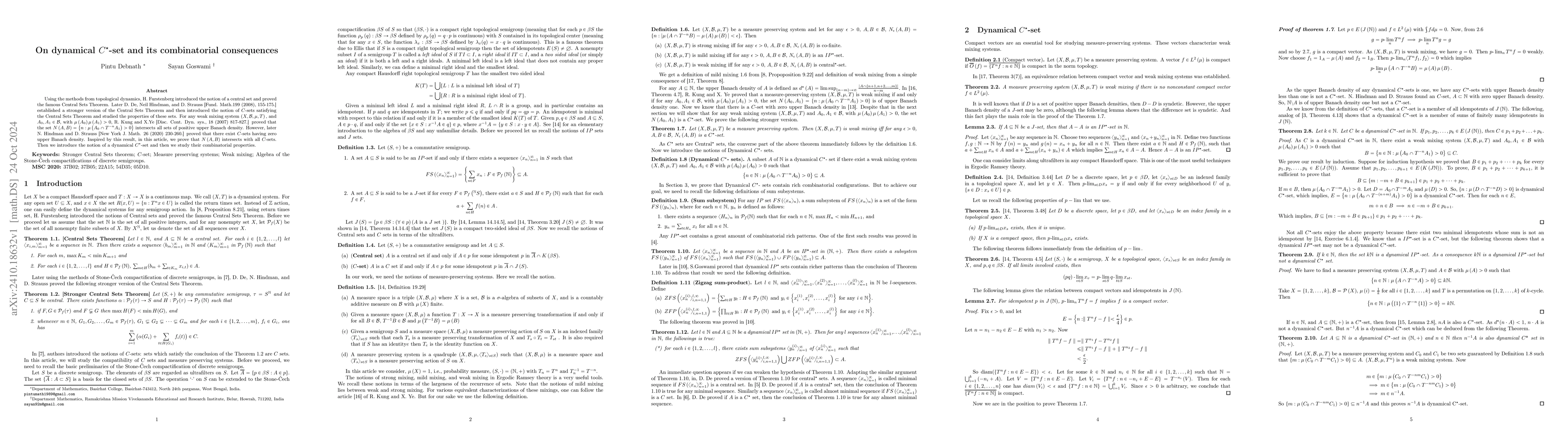 Thumbnail for On dynamical $C^{\star}$-set and its combinatorial consequences