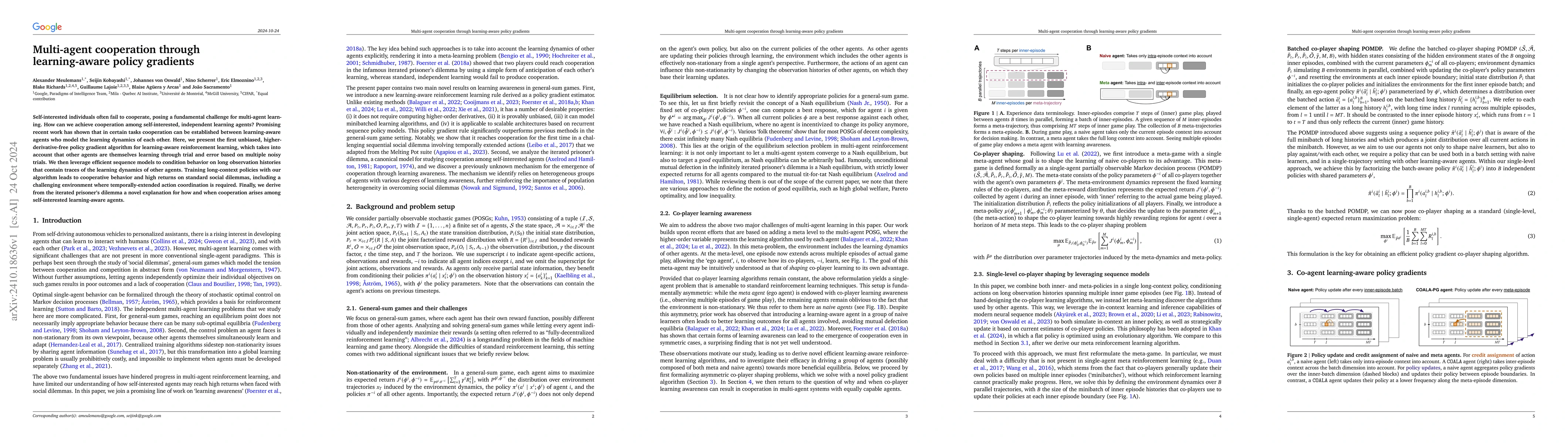 Thumbnail for Multi-agent cooperation through learning-aware policy gradients