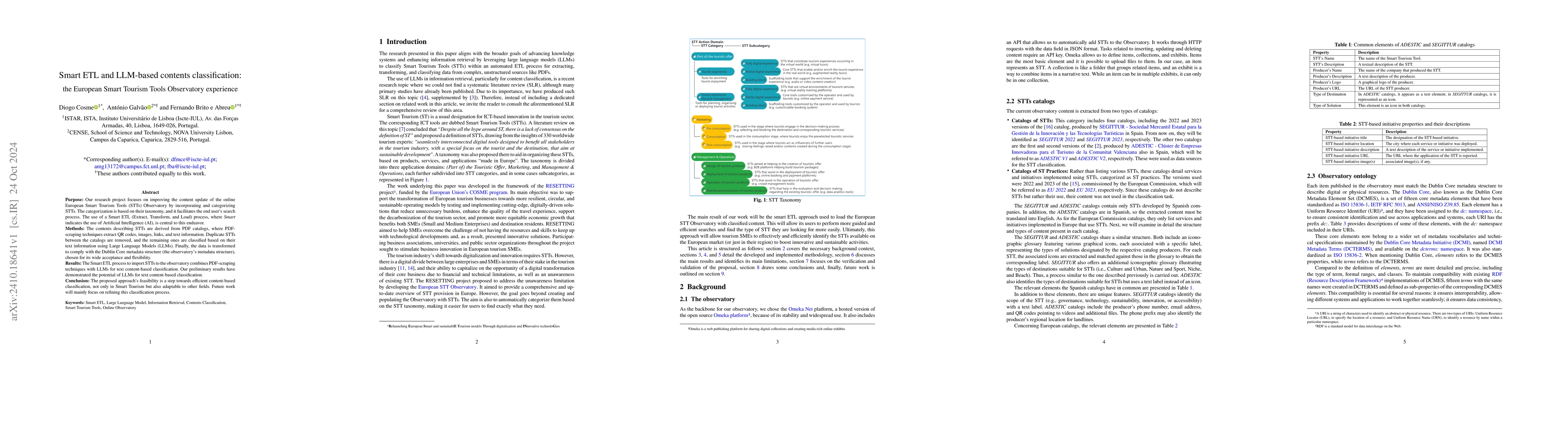 Thumbnail for Smart ETL and LLM-based contents classification: the European Smart
  Tourism Tools Observatory experience