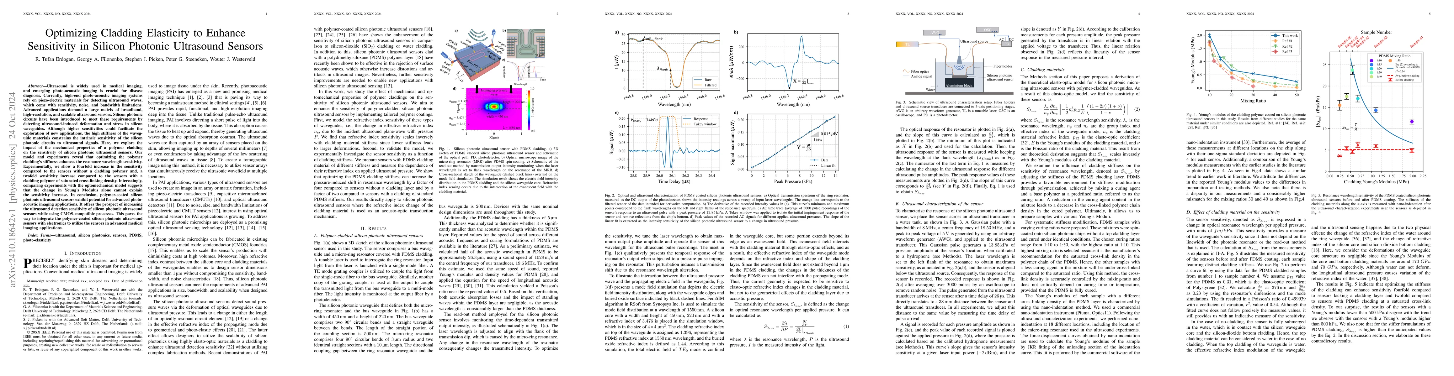 Thumbnail for Optimizing Cladding Elasticity to Enhance Sensitivity in Silicon
  Photonic Ultrasound Sensors