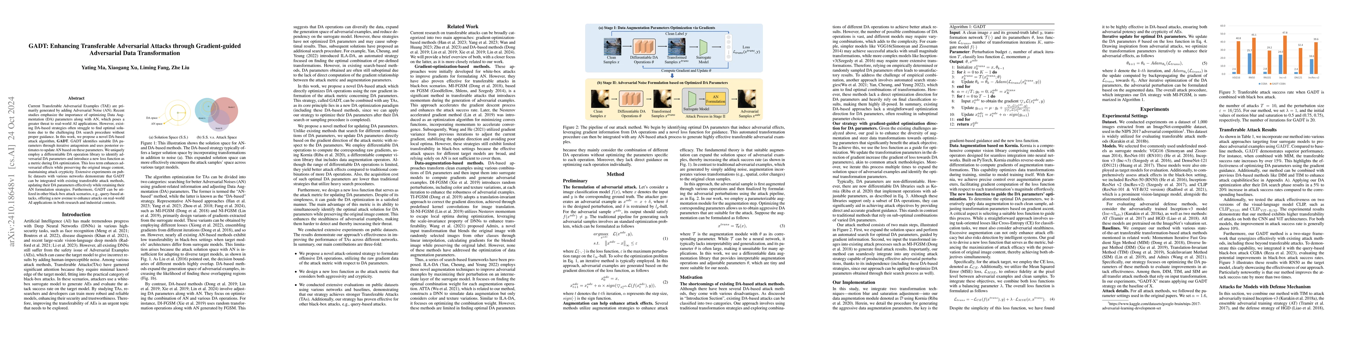 Thumbnail for GADT: Enhancing Transferable Adversarial Attacks through Gradient-guided
  Adversarial Data Transformation