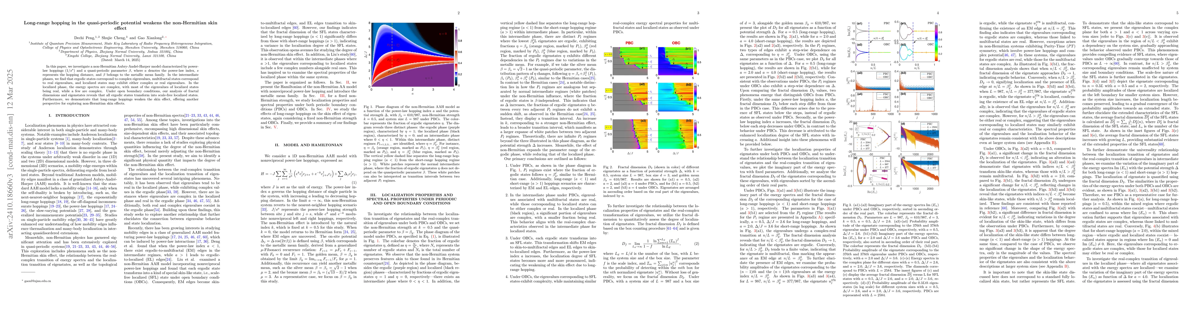 Thumbnail for Long-range hopping in the quasi-periodic potential weakens the
  non-Hermitian skin effect