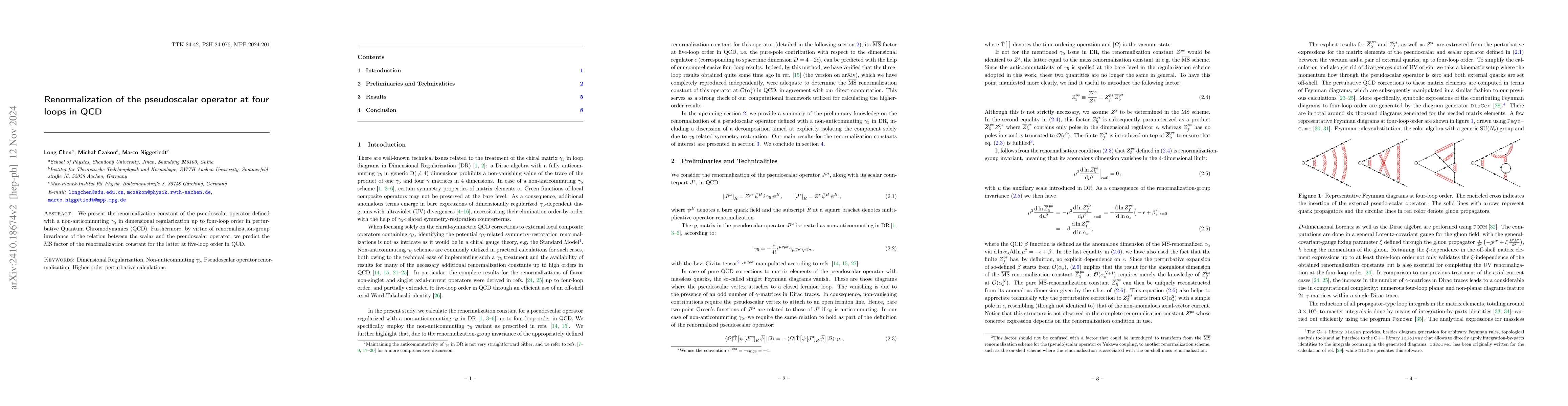 Thumbnail for Renormalization of the pseudoscalar operator at four loops in QCD
