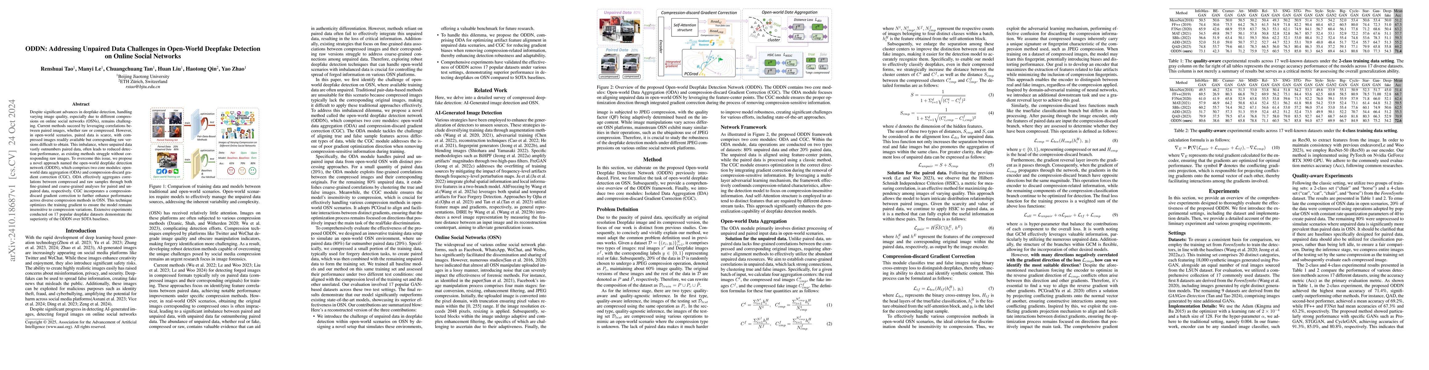 Thumbnail for ODDN: Addressing Unpaired Data Challenges in Open-World Deepfake
  Detection on Online Social Networks