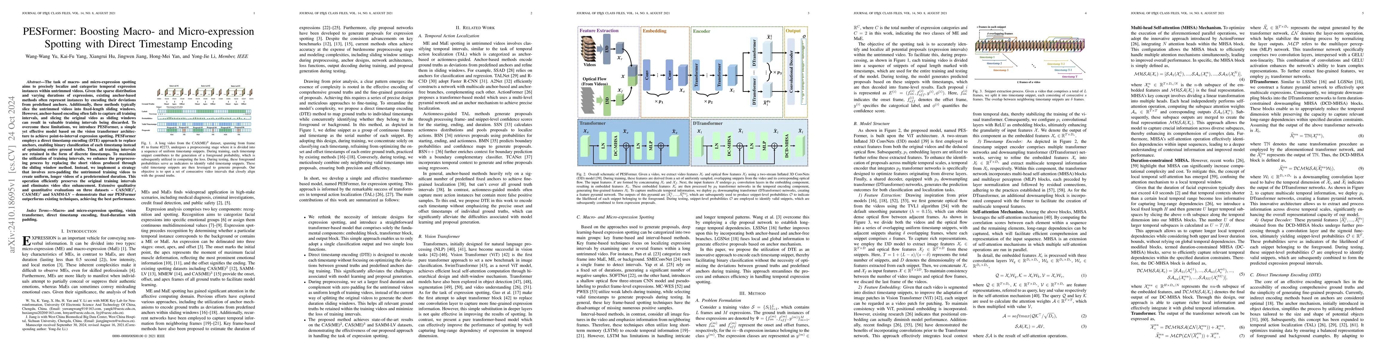 Thumbnail for PESFormer: Boosting Macro- and Micro-expression Spotting with Direct
  Timestamp Encoding