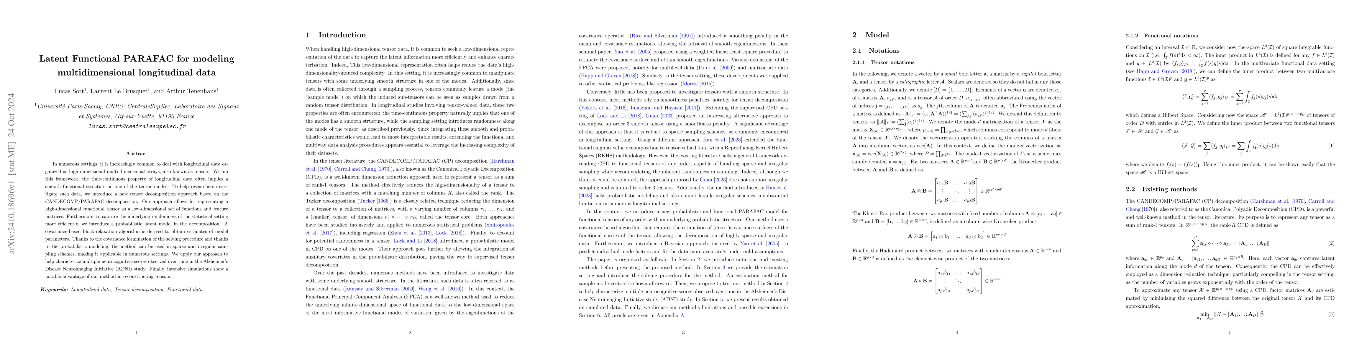 Thumbnail for Latent Functional PARAFAC for modeling multidimensional longitudinal
  data