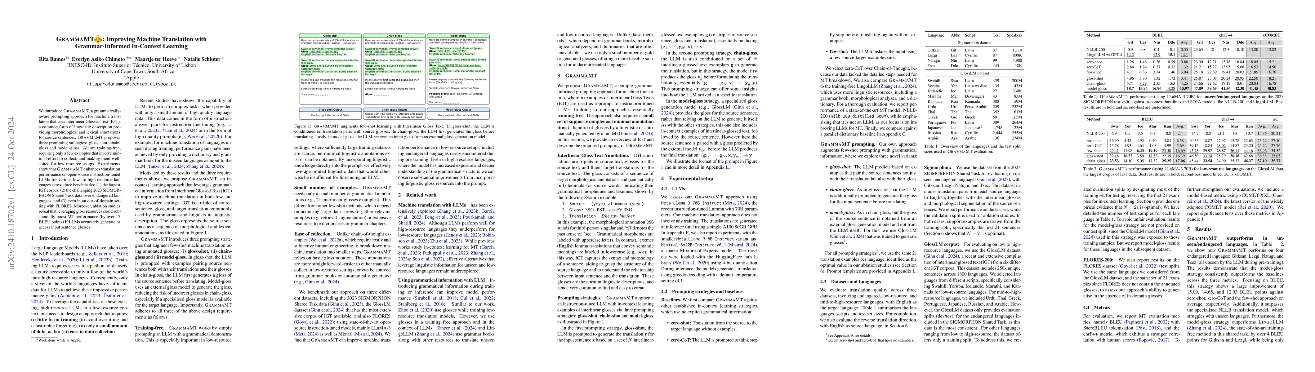 Thumbnail for GrammaMT: Improving Machine Translation with Grammar-Informed In-Context
  Learning