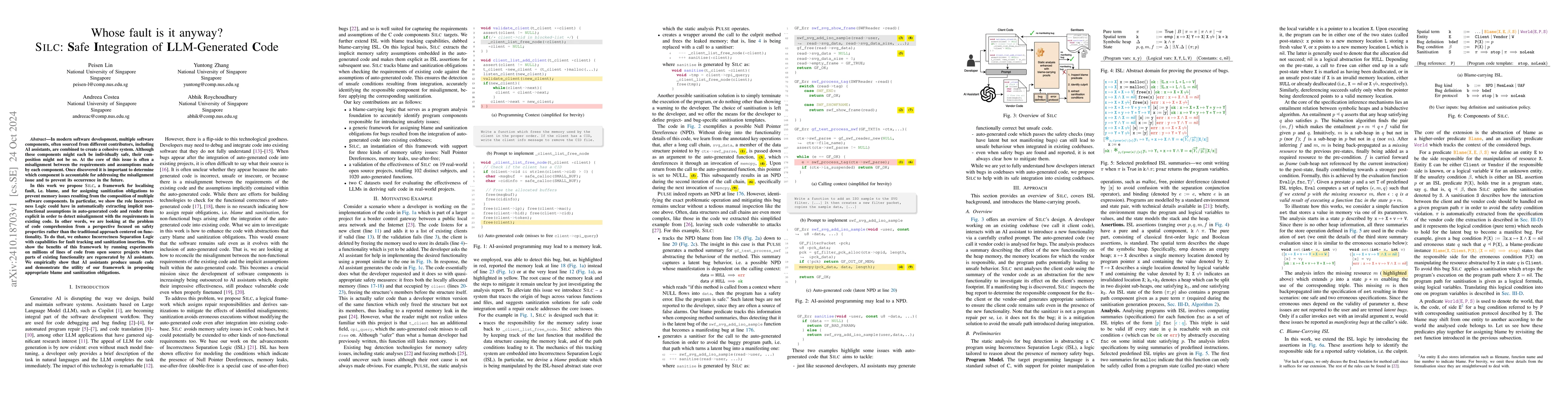 Thumbnail for Whose fault is it anyway? SILC: Safe Integration of LLM-Generated Code