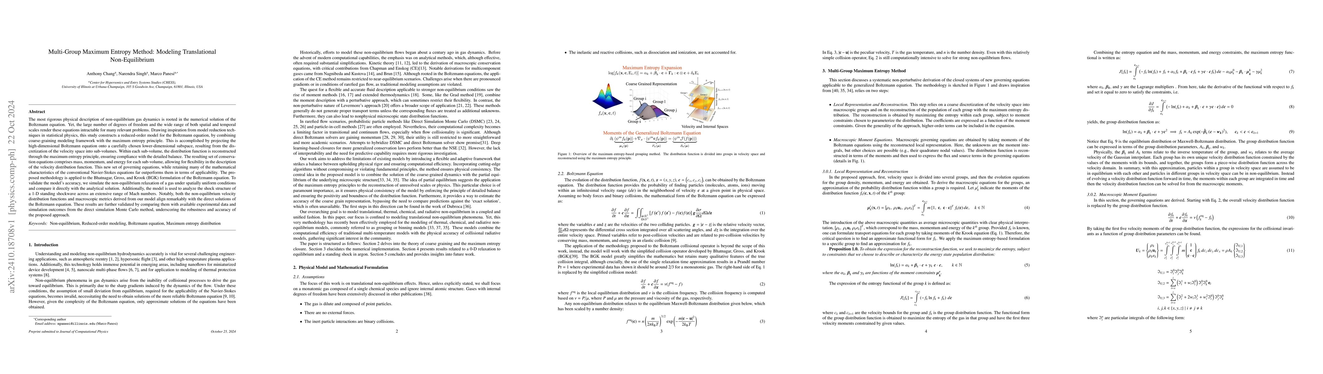 Thumbnail for Multi-Group Maximum Entropy Method: Modeling Translational
  Non-Equilibrium