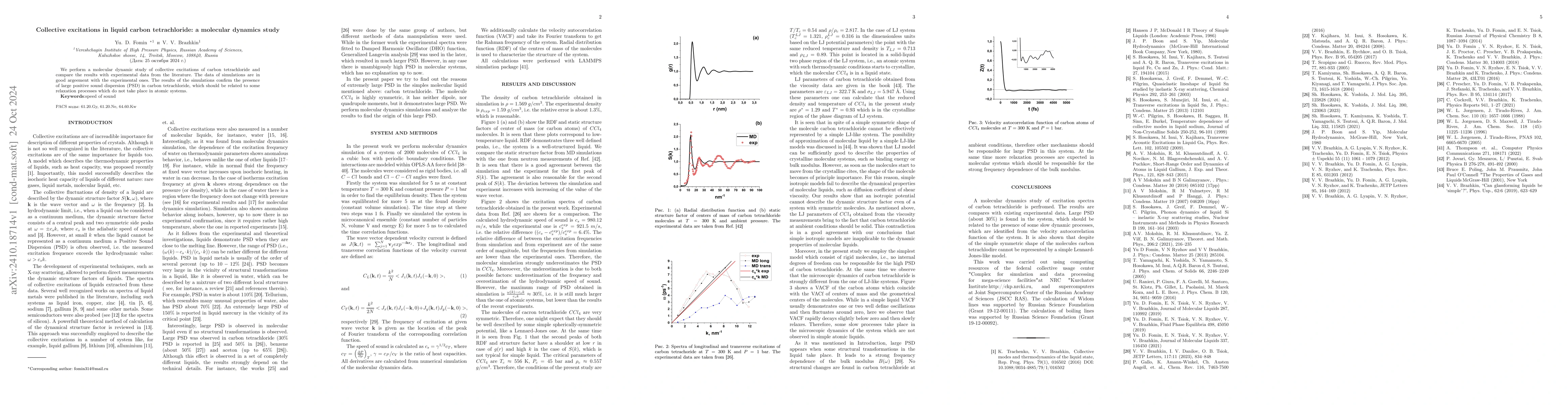 Thumbnail for Collective excitations in liquid carbon tetrachloride: a molecular
  dynamics study