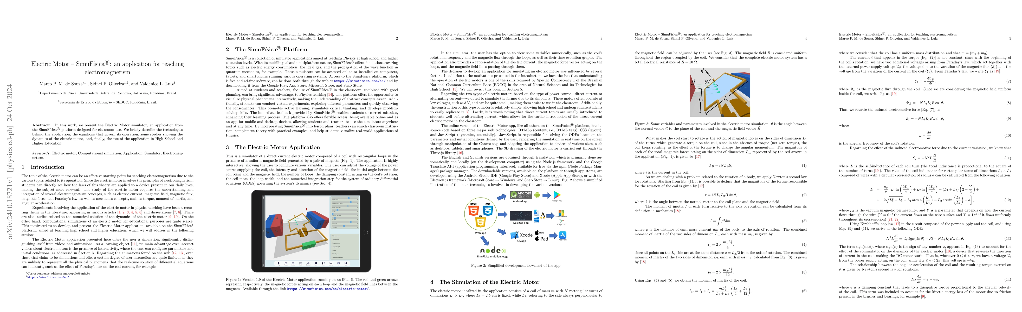 Thumbnail for Electric Motor -- SimuFísica: an application for teaching
  electromagnetism