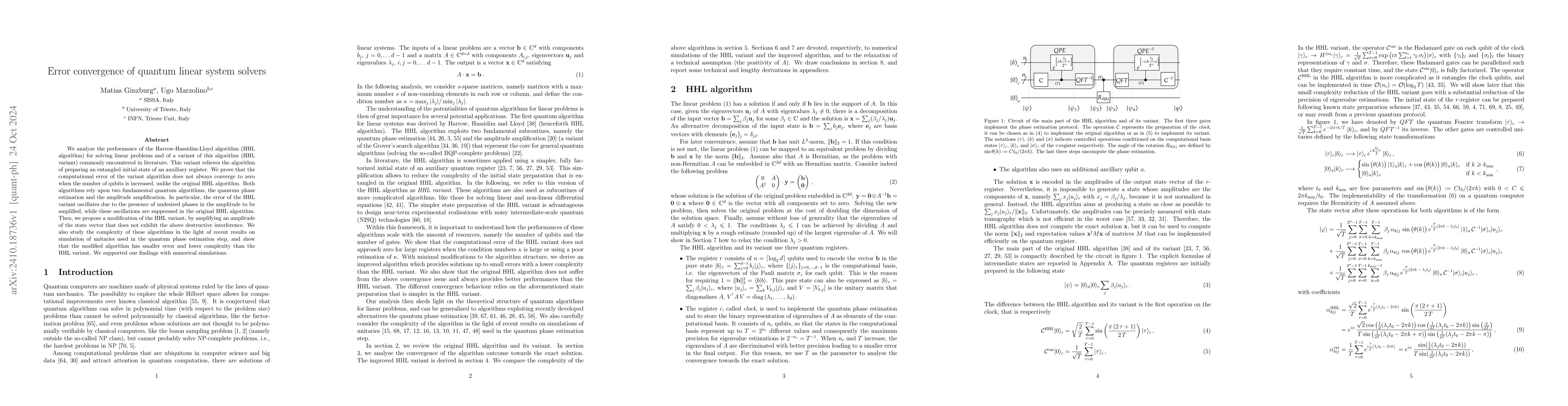 Thumbnail for Error convergence of quantum linear system solvers