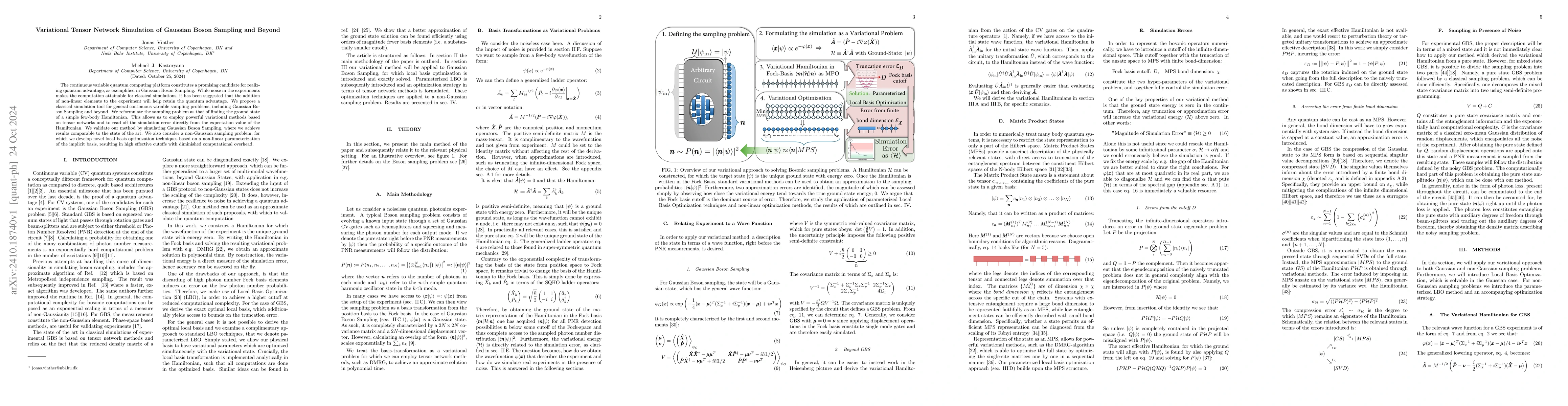Thumbnail for Variational Tensor Network Simulation of Gaussian Boson Sampling and
  Beyond