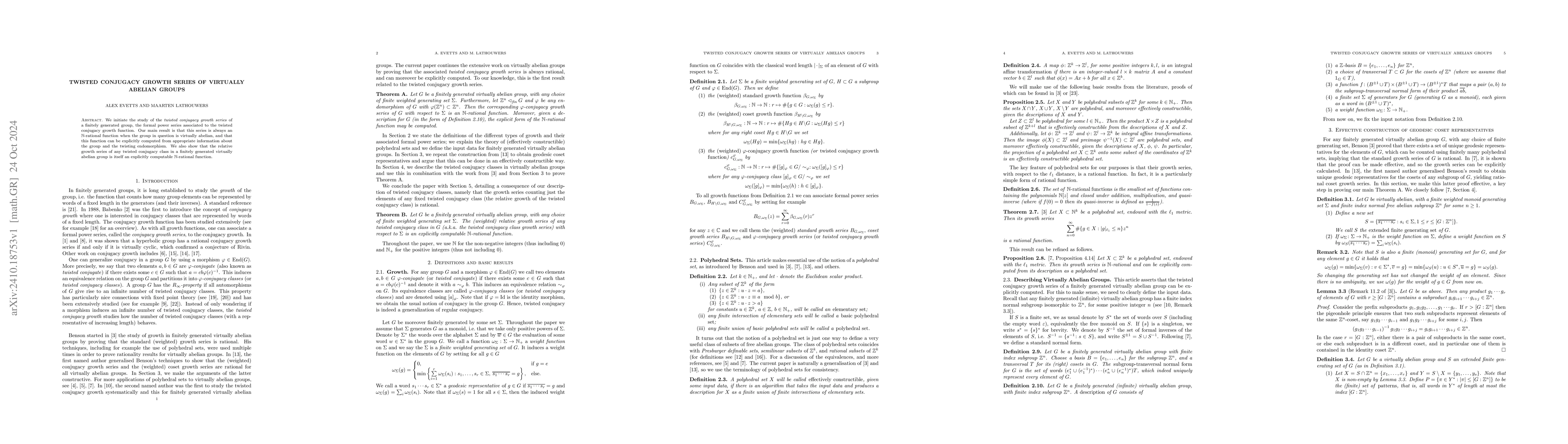 Thumbnail for Twisted conjugacy growth series of virtually abelian groups