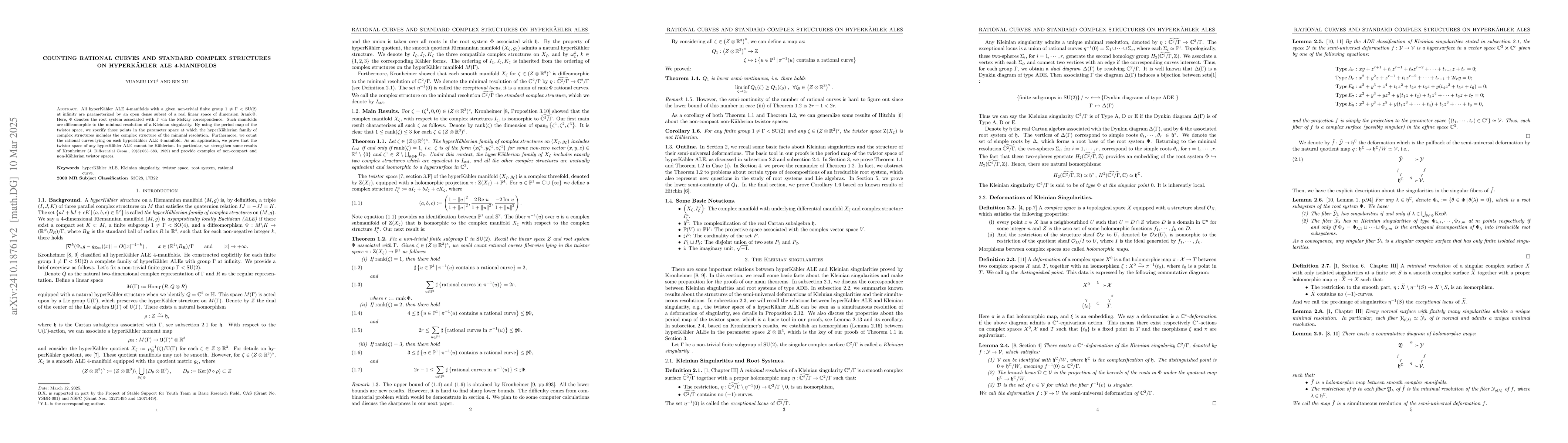 Thumbnail for Counting Rational Curves and Standard Complex Structures on
  HyperKähler ALE 4-manifolds