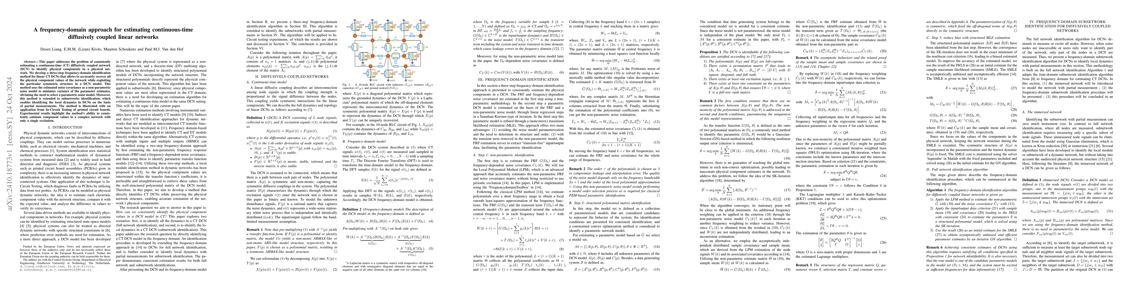 Thumbnail for A frequency-domain approach for estimating continuous-time diffusively
  coupled linear networks