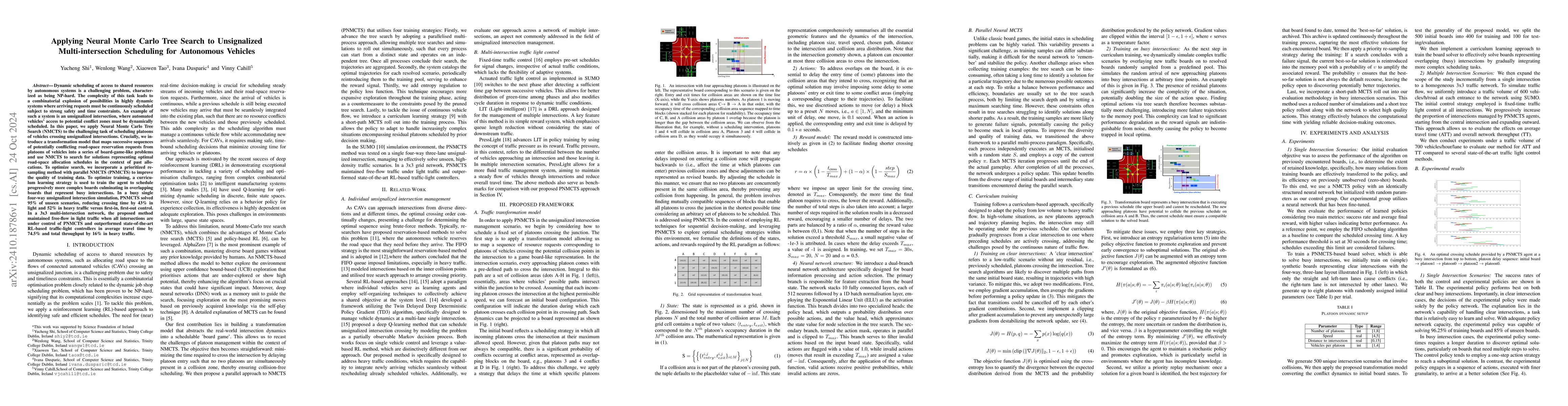 Thumbnail for Applying Neural Monte Carlo Tree Search to Unsignalized
  Multi-intersection Scheduling for Autonomous Vehicles