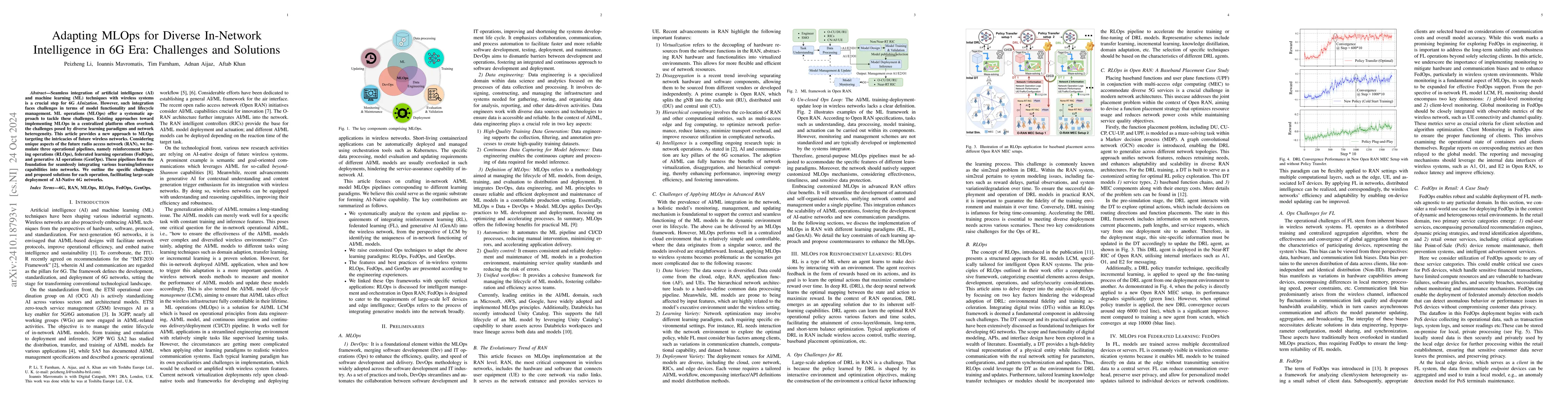Thumbnail for Adapting MLOps for Diverse In-Network Intelligence in 6G Era: Challenges
  and Solutions