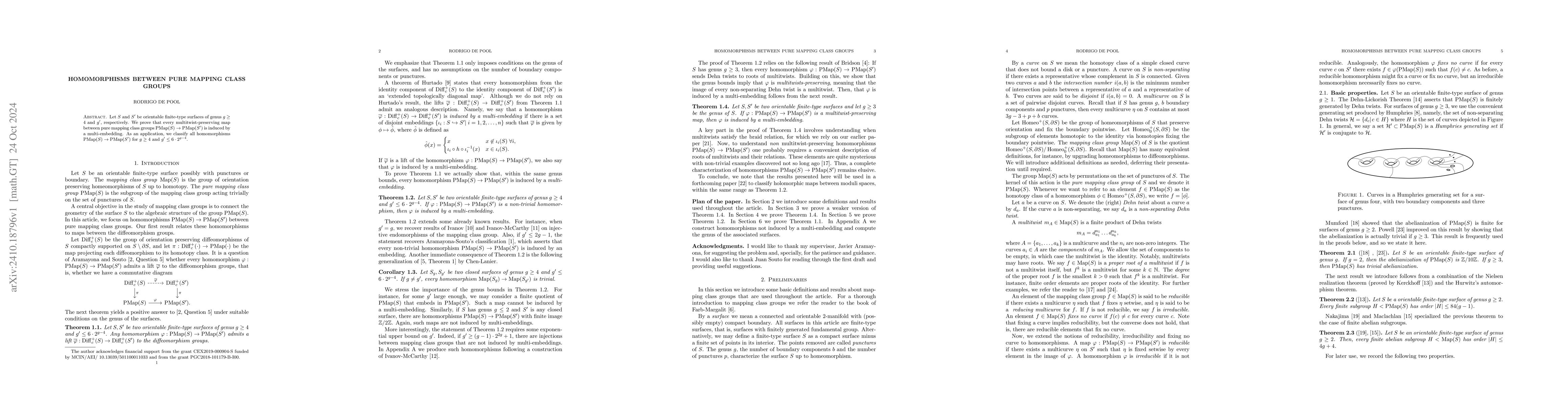 Thumbnail for Homomorphisms between pure mapping class groups