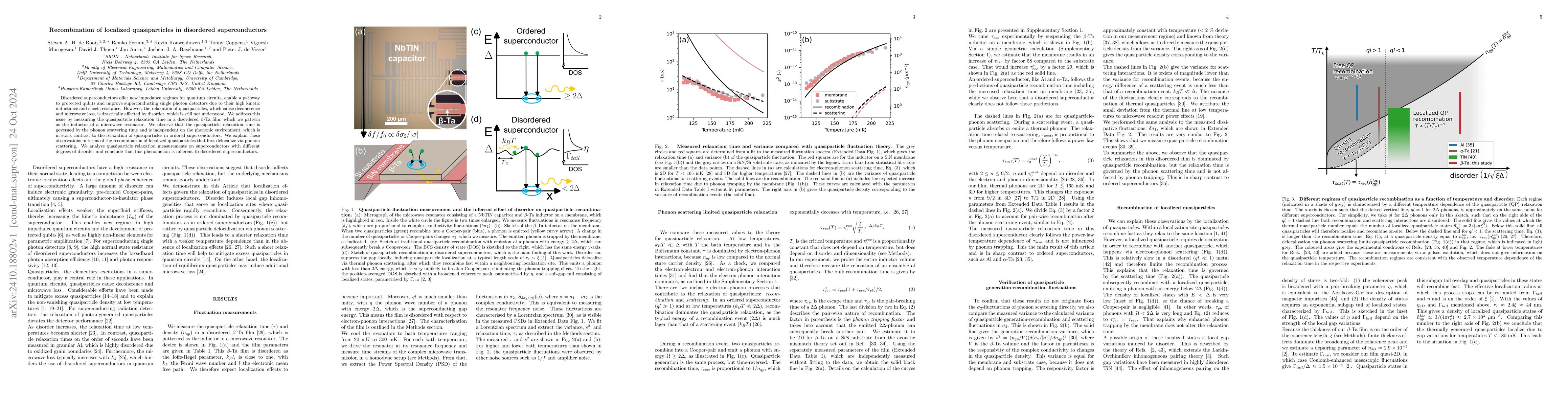 Thumbnail for Recombination of localized quasiparticles in disordered superconductors