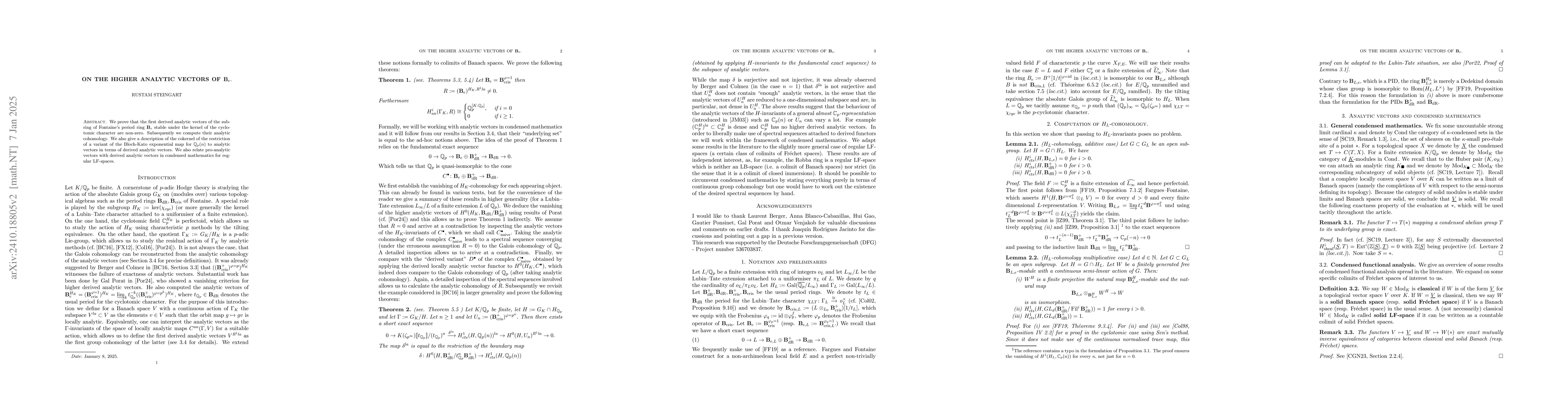 Thumbnail for On the higher analytic vectors of $\mathbf{B}_e$