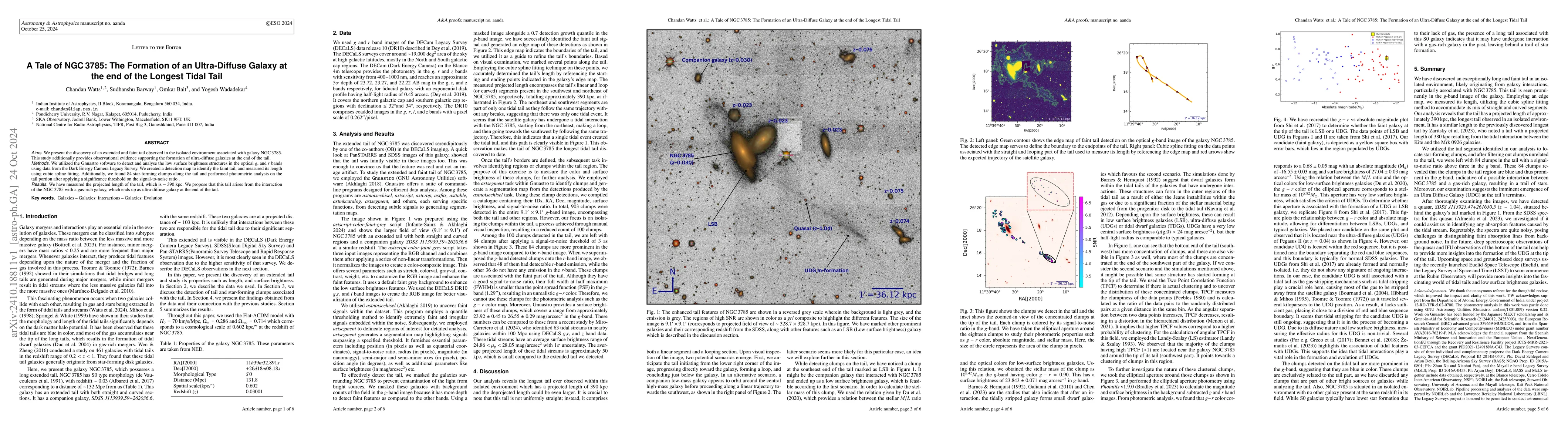 Thumbnail for A Tale of NGC 3785: The Formation of an Ultra-Diffuse Galaxy at the end
  of the Longest Tidal Tail
