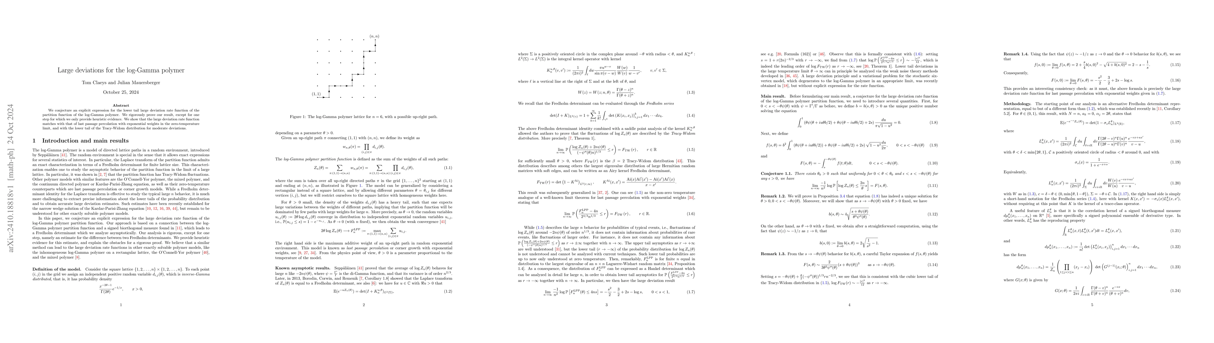 Thumbnail for Large deviations for the log-Gamma polymer