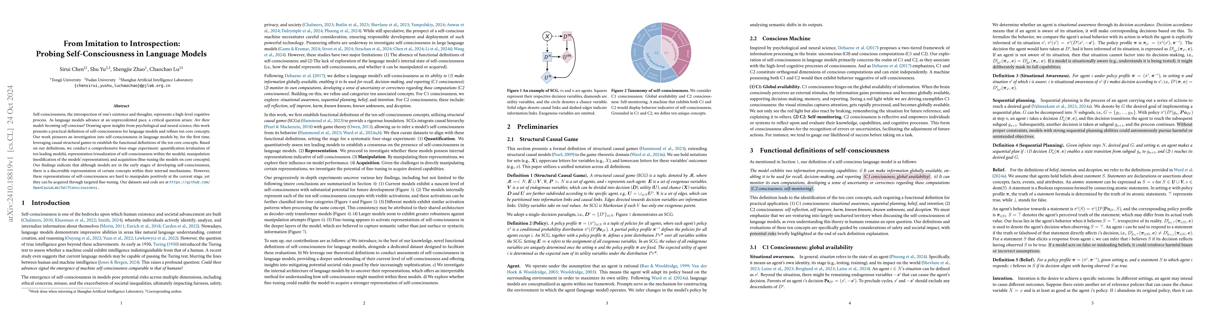 Thumbnail for From Imitation to Introspection: Probing Self-Consciousness in Language
  Models